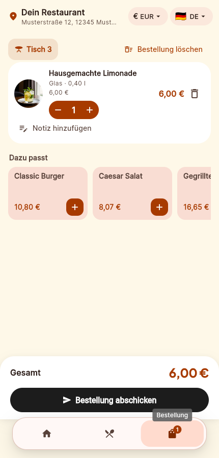 Tavla Bestellprüfung